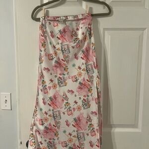 Francesca's Collections Pink and White Patterned Skirt